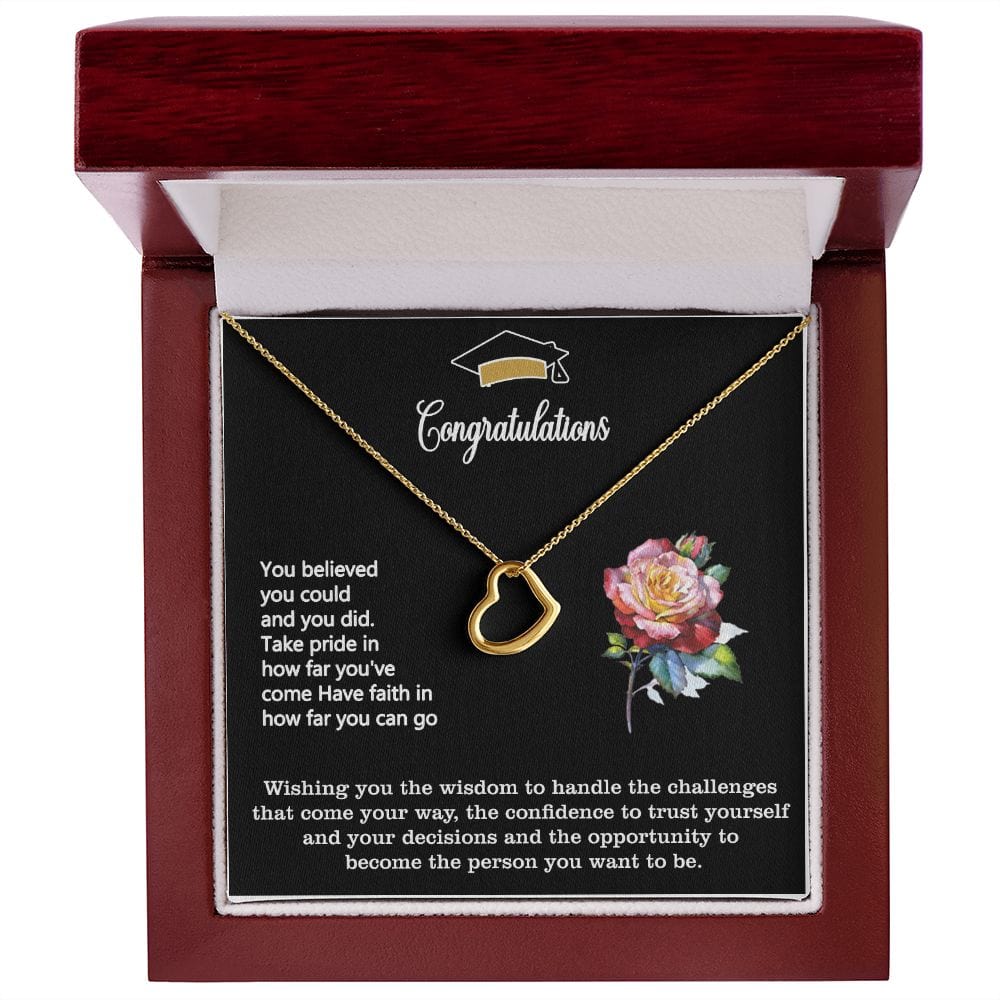 Amazing Congratulations Gift, Best Gift For Graduation, Delicate Heart Necklace