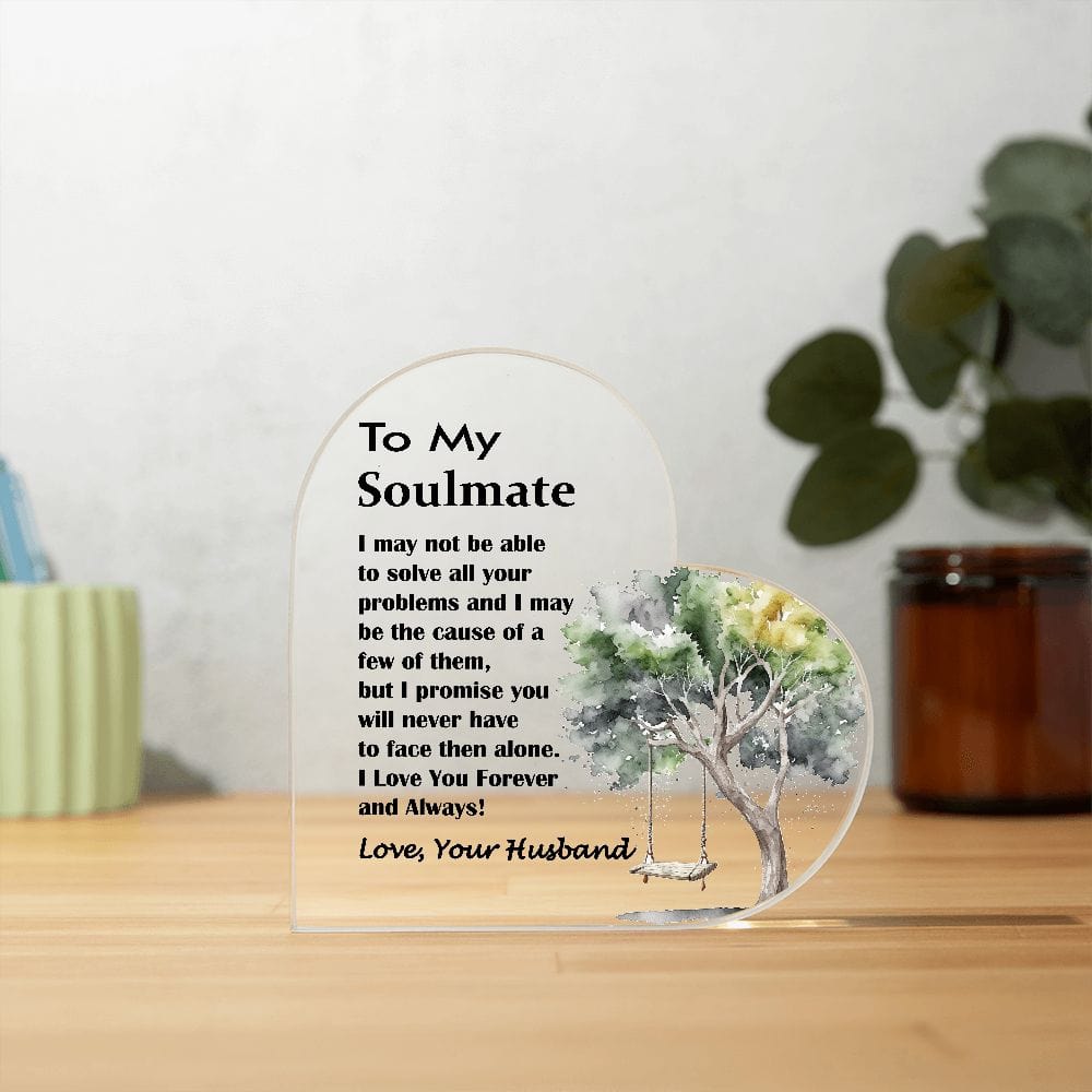 Printed Heart Shaped Acrylic Plaque Gift For Soulmate, Unique Gift For Soulmate