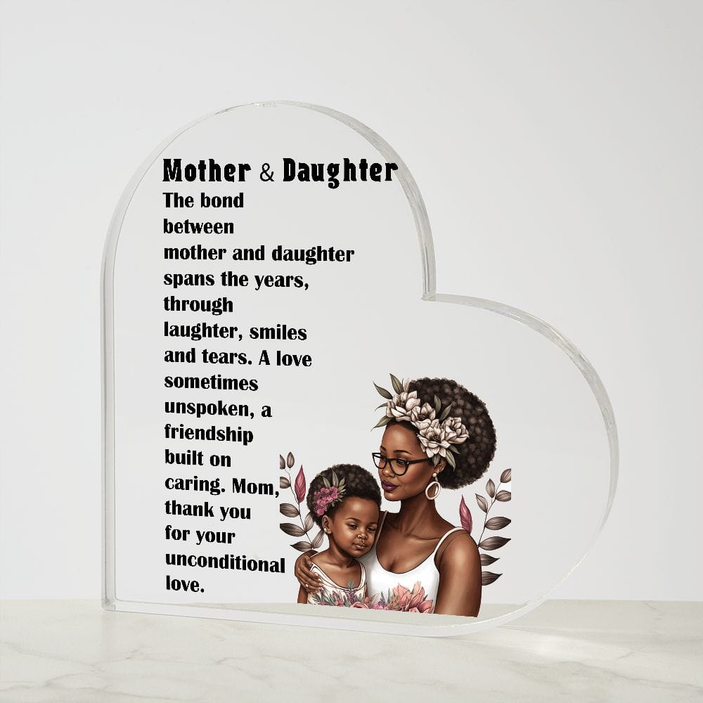 Printed Heart Shaped Acrylic Plaque Gift for Mother and Daughter,