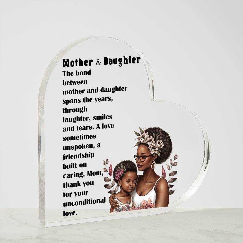 Printed Heart Shaped Acrylic Plaque Gift for Mother and Daughter,