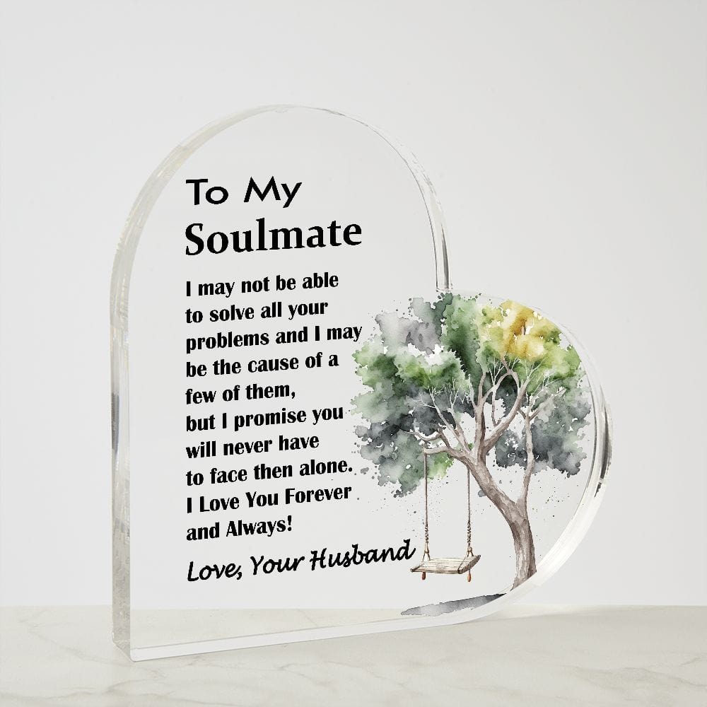 Printed Heart Shaped Acrylic Plaque Gift For Soulmate, Unique Gift For Soulmate