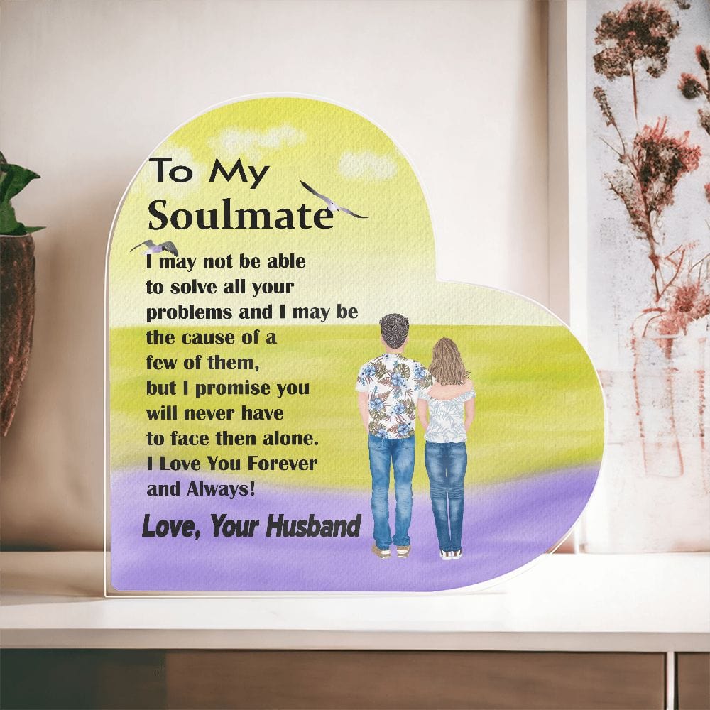 Printed Heart Shaped Acrylic Plaque Unique Gift for Soulmate