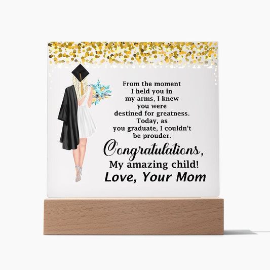 Square Acrylic Plaque Beautiful Gift For Daughter, Graduation Gift For Daughter