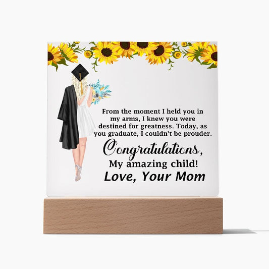 Congratulations Gift For Daughter, Square Acrylic Plaque Gift For Daughter