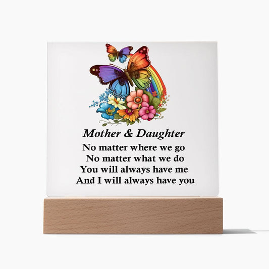 Excellent Gift for Mother and Daughter, Square Acrylic Plaque Gift For Mom