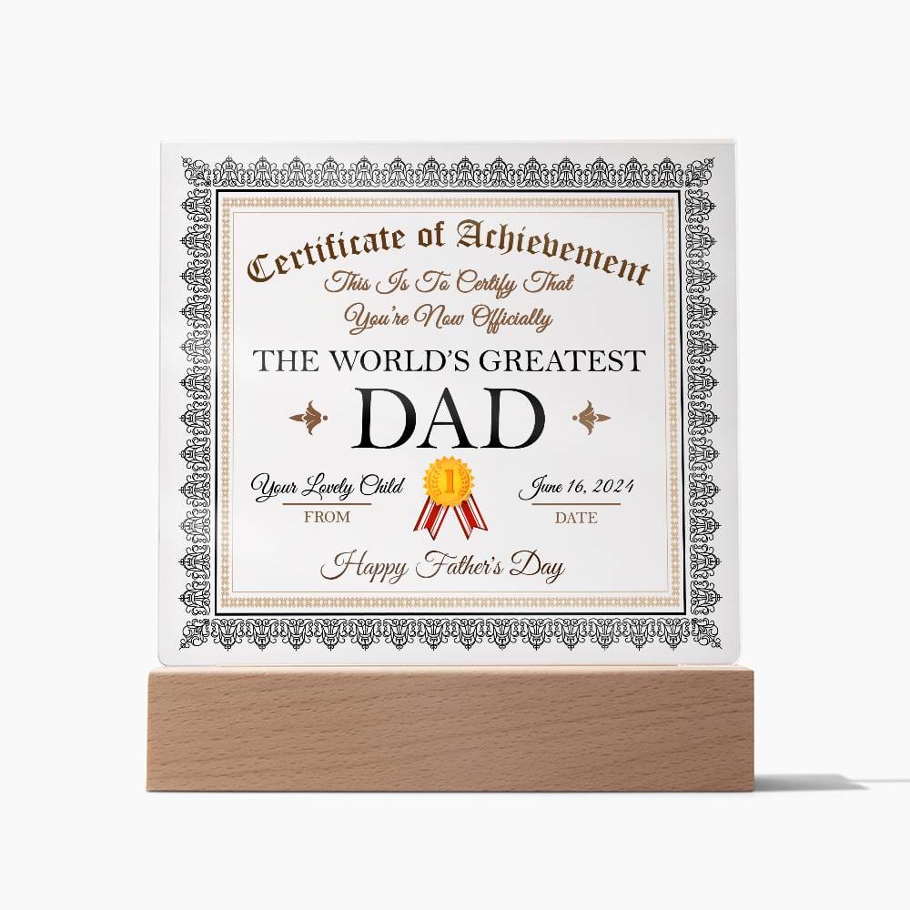 World's Greatest Dad Certificate-Acrylic