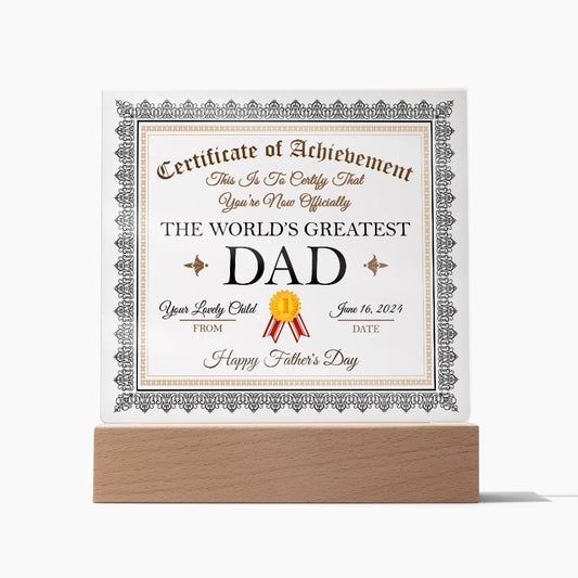 World's Greatest Dad Certificate-Acrylic