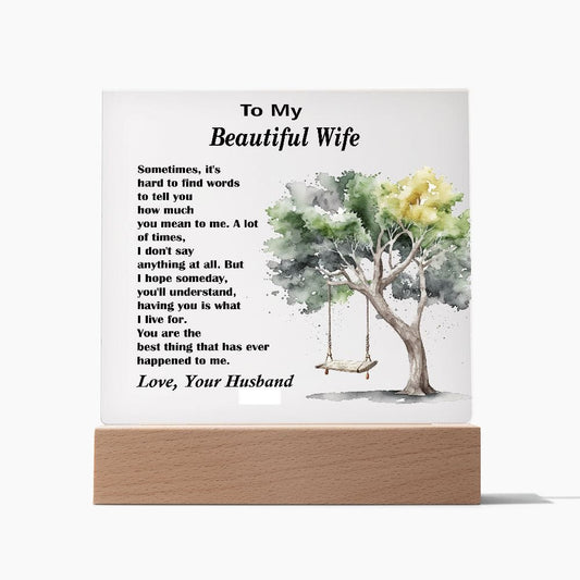 Square Acrylic Plaque Gift for Wife, Excellent Acrylic Plaque Gift For Wife