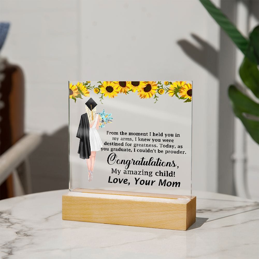 Congratulations Gift For Daughter, Square Acrylic Plaque Gift For Daughter