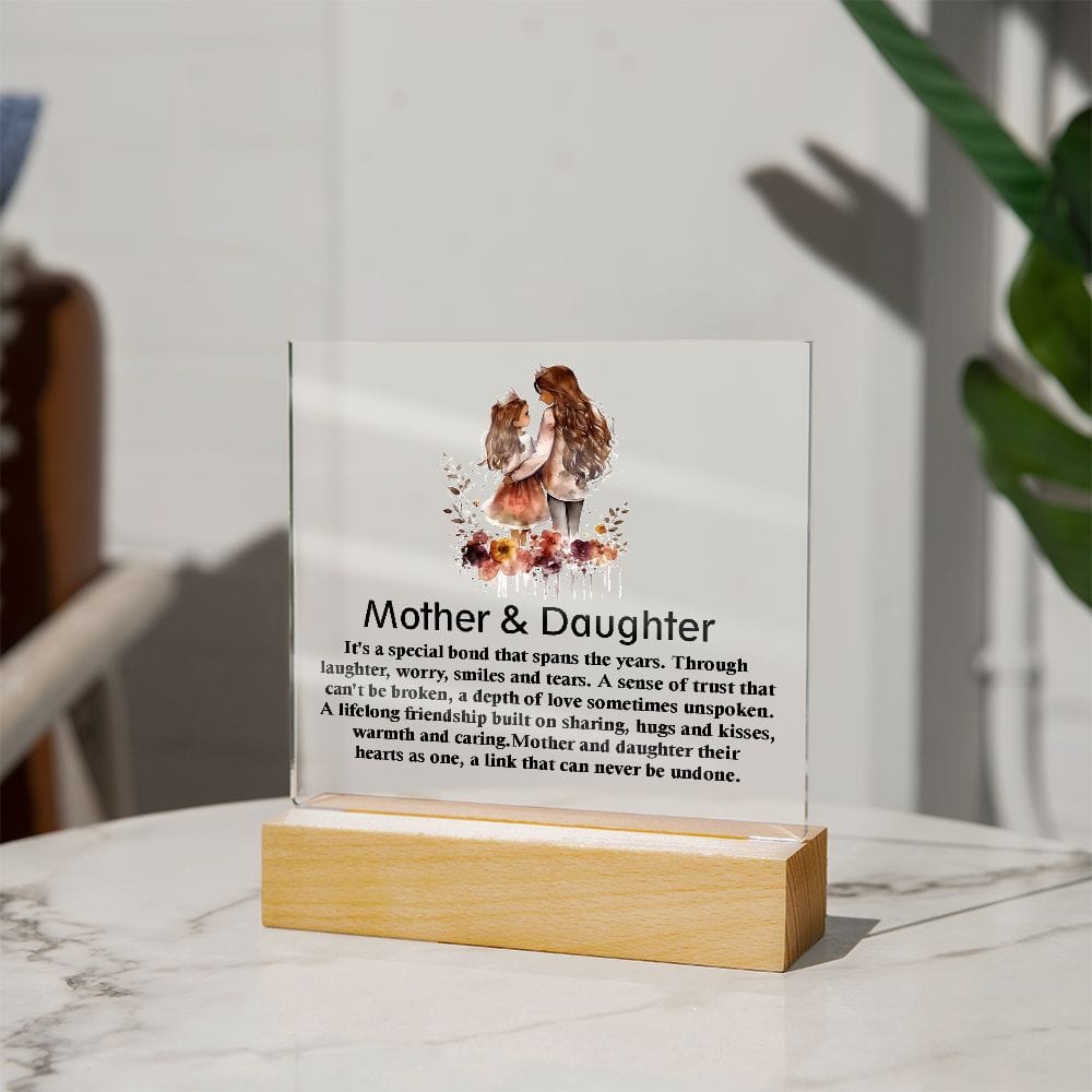 Beautiful Square Acrylic Plaque Gift for Mother and Daughter, Best Gift For Mother And Daughter