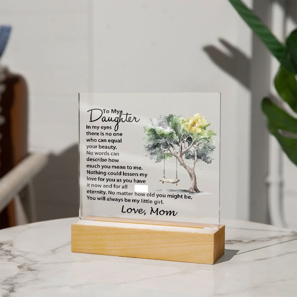 Beautiful Acrylic Gift for Daughter, Square Acrylic Plaque Gift For Daughter