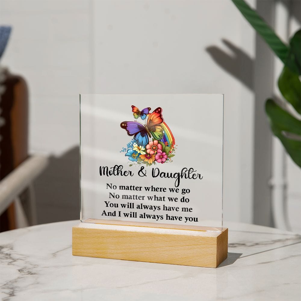 Mother And Daughter Excellent Gift, Square Acrylic Plaque Gift For Mother And Daughter