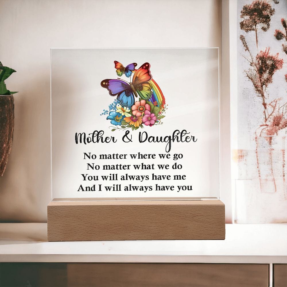 Mother And Daughter Excellent Gift, Square Acrylic Plaque Gift For Mother And Daughter