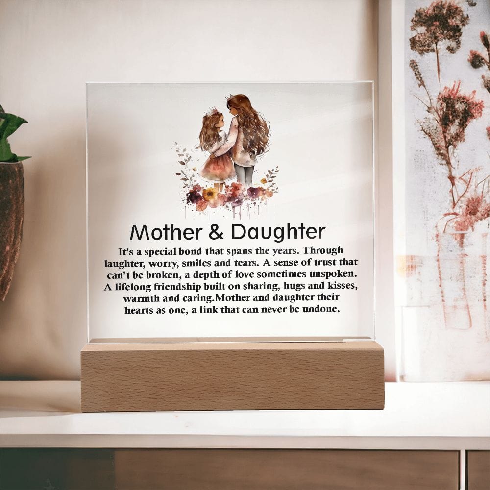 Beautiful Square Acrylic Plaque Gift for Mother and Daughter, Best Gift For Mother And Daughter