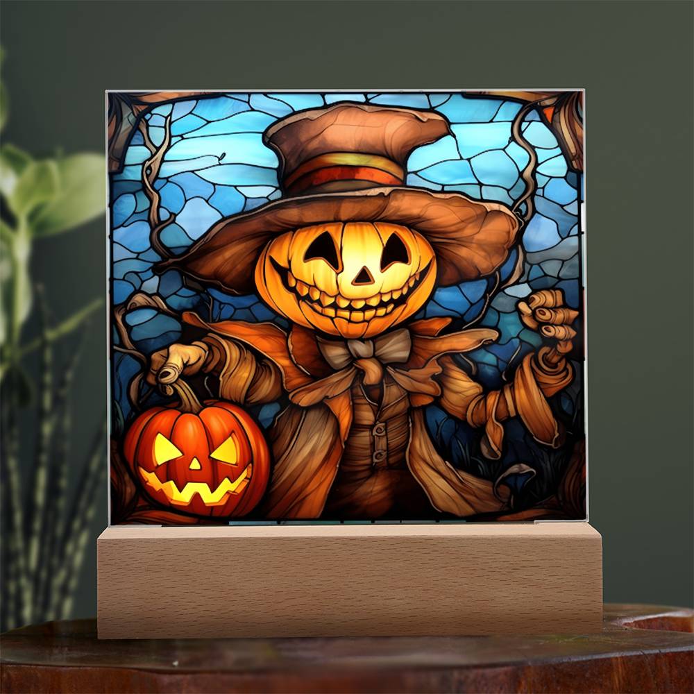 Halloween Pumpkin Ghost Stained glass