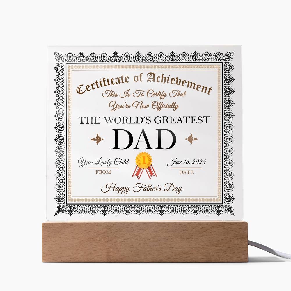 World's Greatest Dad Certificate-Acrylic