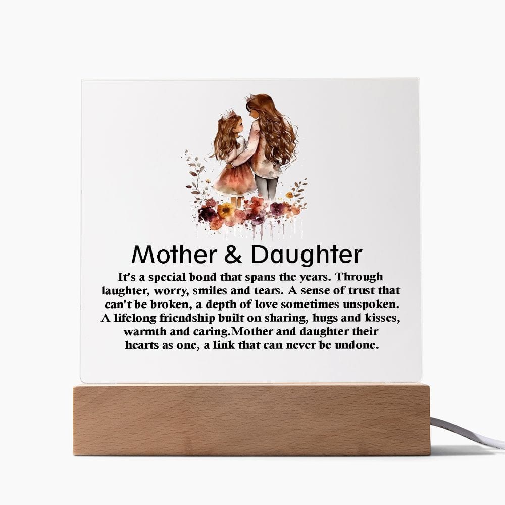 Beautiful Square Acrylic Plaque Gift for Mother and Daughter, Best Gift For Mother And Daughter