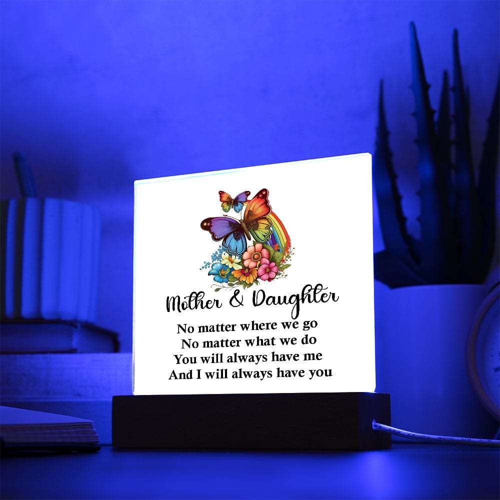 Mother And Daughter Excellent Gift, Square Acrylic Plaque Gift For Mother And Daughter