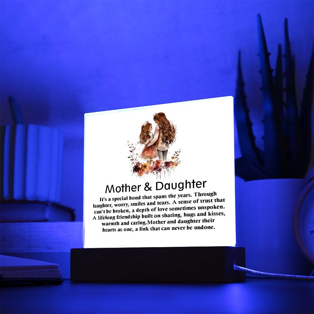 Beautiful Square Acrylic Plaque Gift for Mother and Daughter, Best Gift For Mother And Daughter