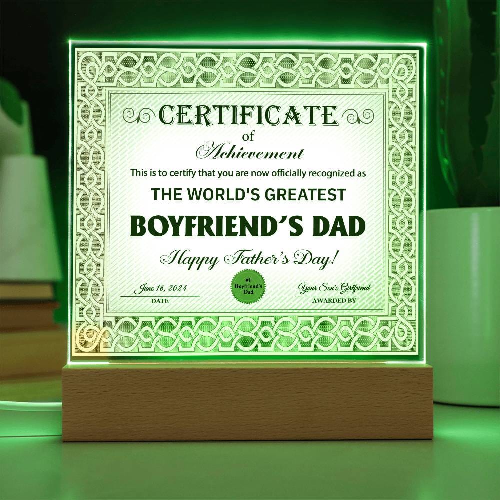 Boyfriend's Dad-Certificate of Achievement - Acrylic