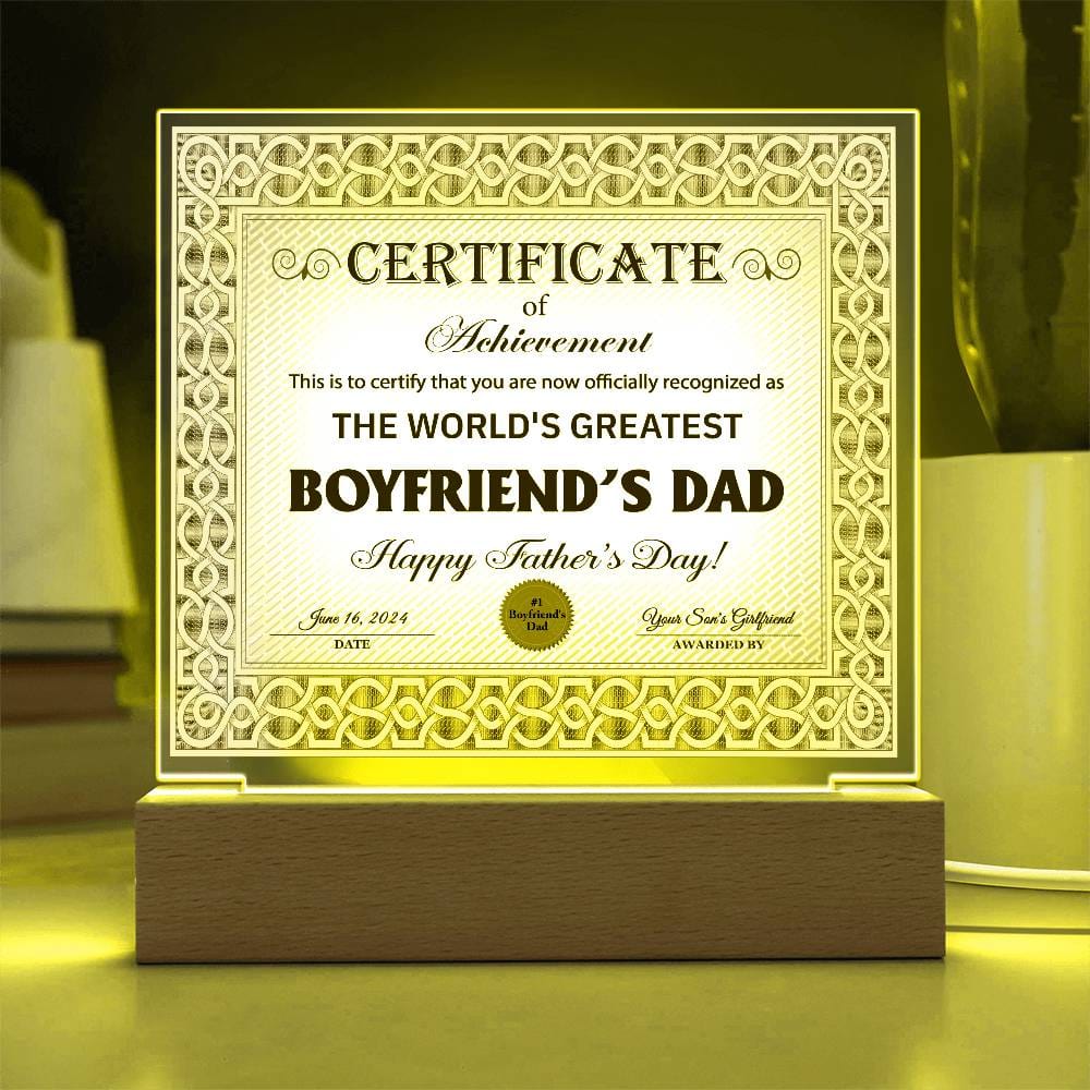 Boyfriend's Dad-Certificate of Achievement - Acrylic