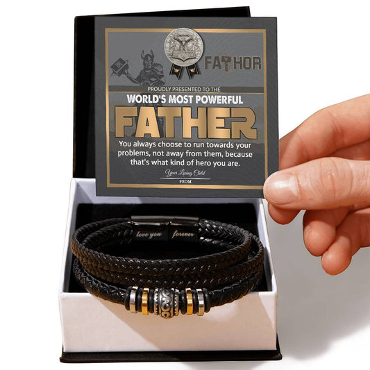 Dad-Most Powerful Father-Bracelet