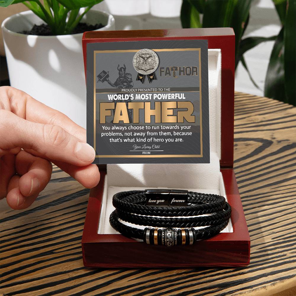 Dad-Most Powerful Father-Bracelet