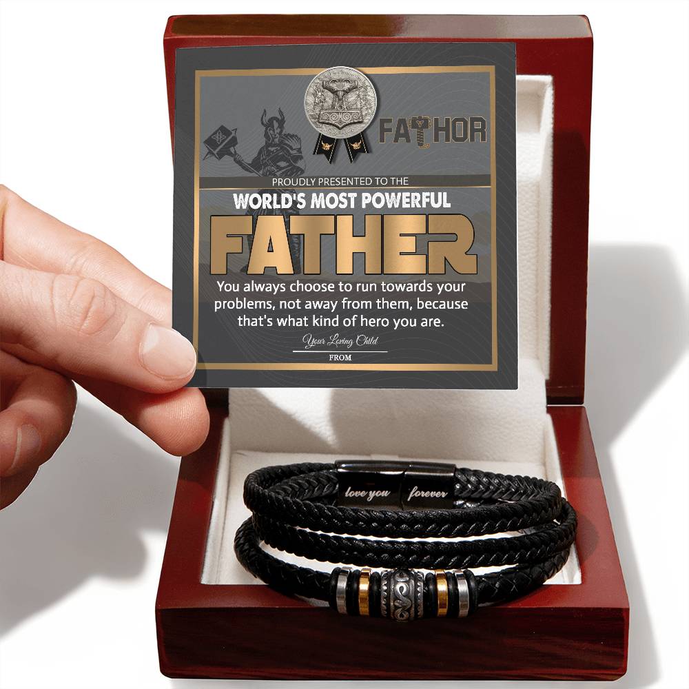 Dad-Most Powerful Father-Bracelet