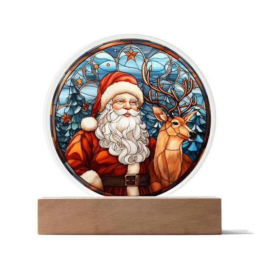 Santa And Reindeer-Acrylic circle