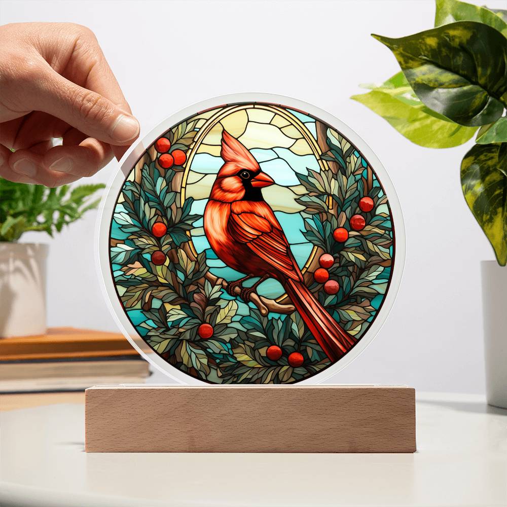 Christmas Cardinal-Acrylic circle