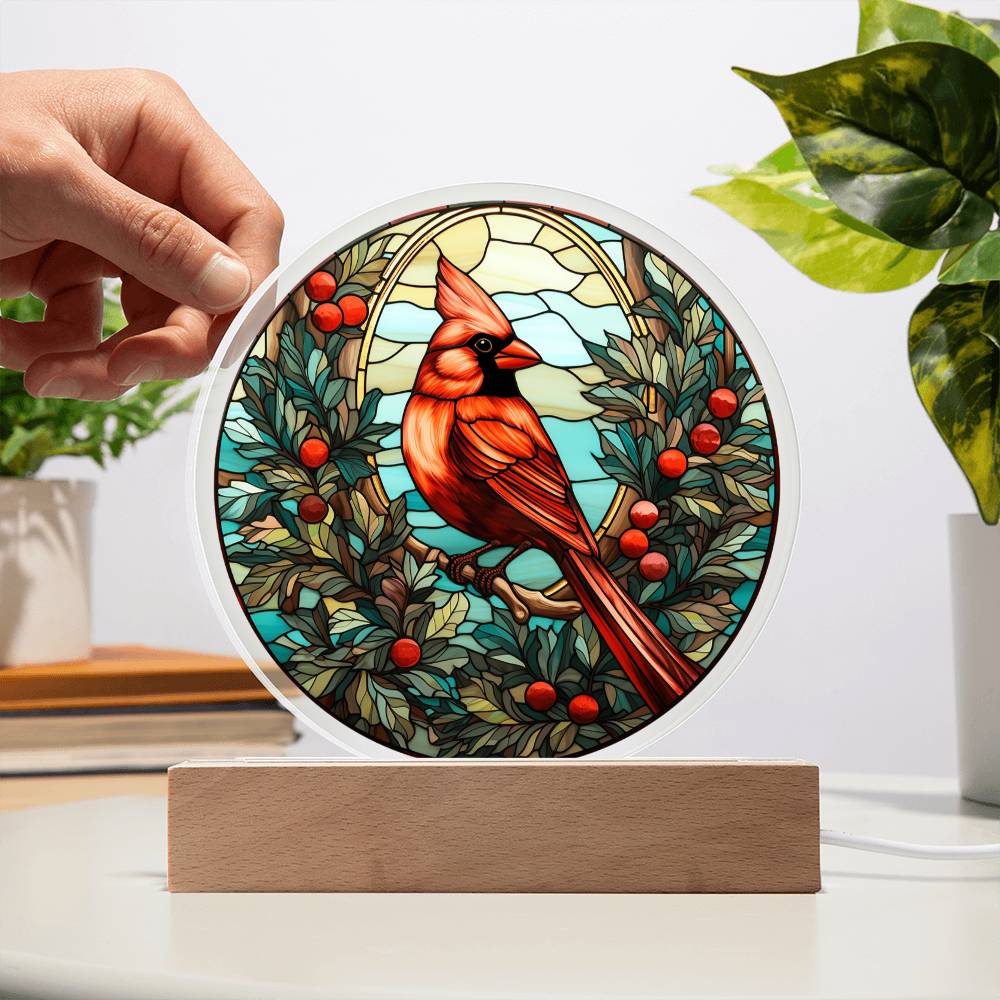 Christmas Cardinal-Acrylic circle