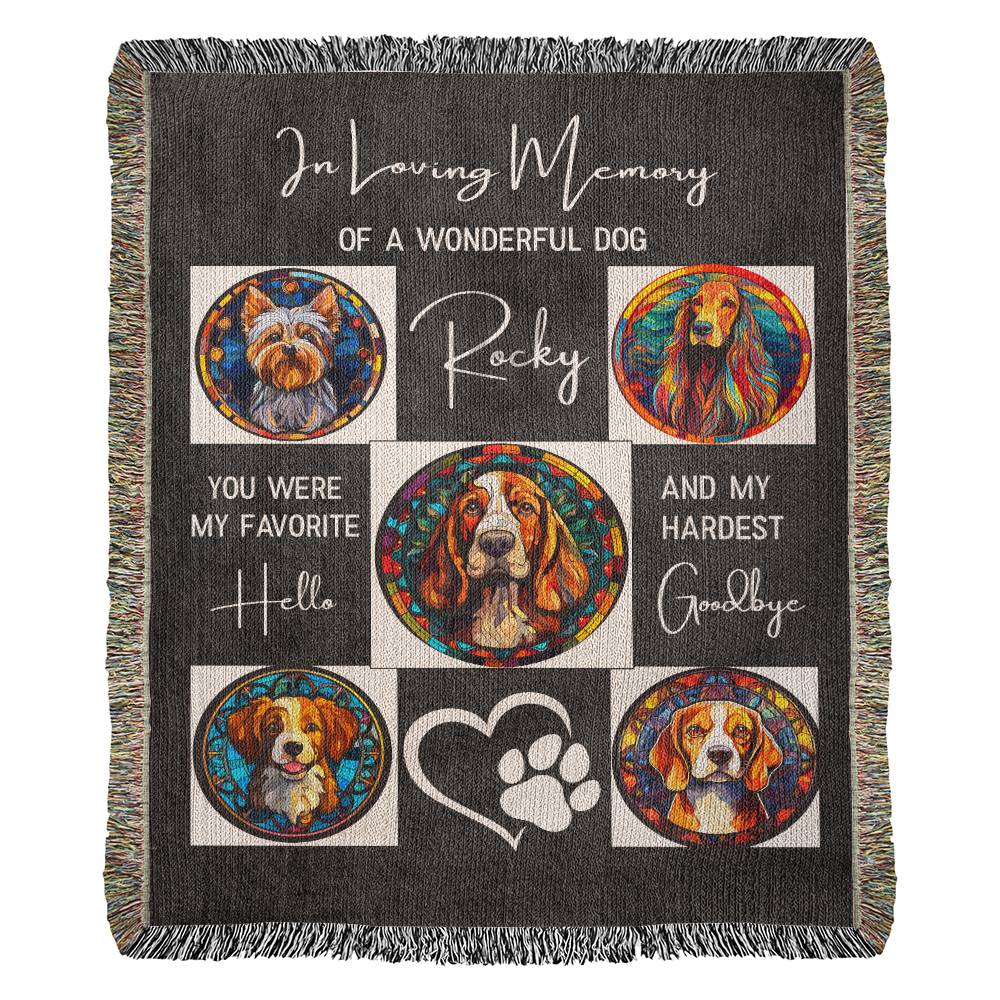 In Loving Memory of a Wonderful Dog, Amazing Dog Blanket, Heirloom Woven Blanket