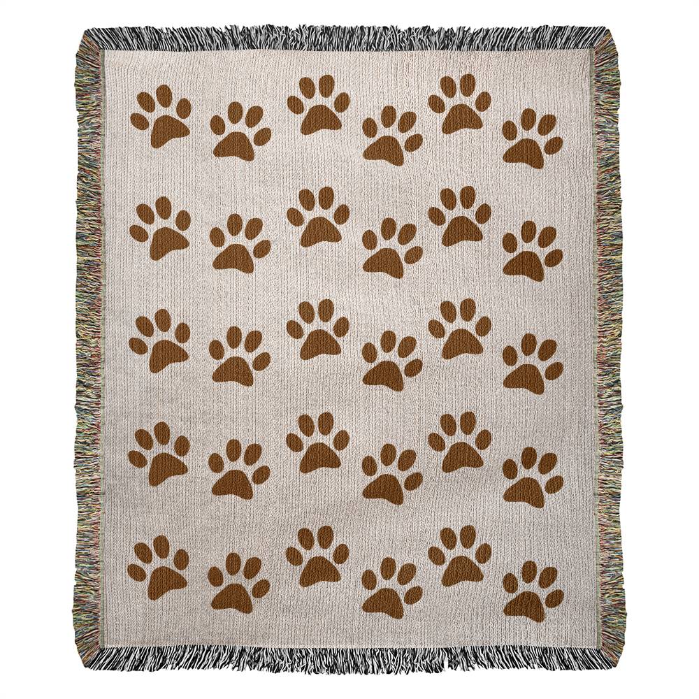 Pet Blanket, Personalized Pet Blanket, Paw Print Puppy Blanket, Dog Blanket, Heirloom Woven Blanket