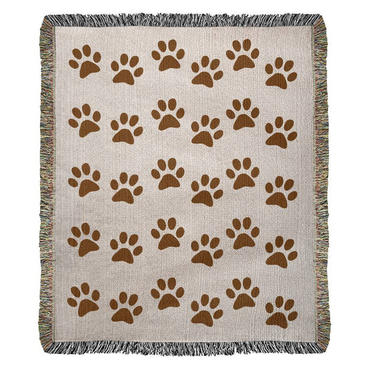 Pet Blanket, Personalized Pet Blanket, Paw Print Puppy Blanket, Dog Blanket, Heirloom Woven Blanket