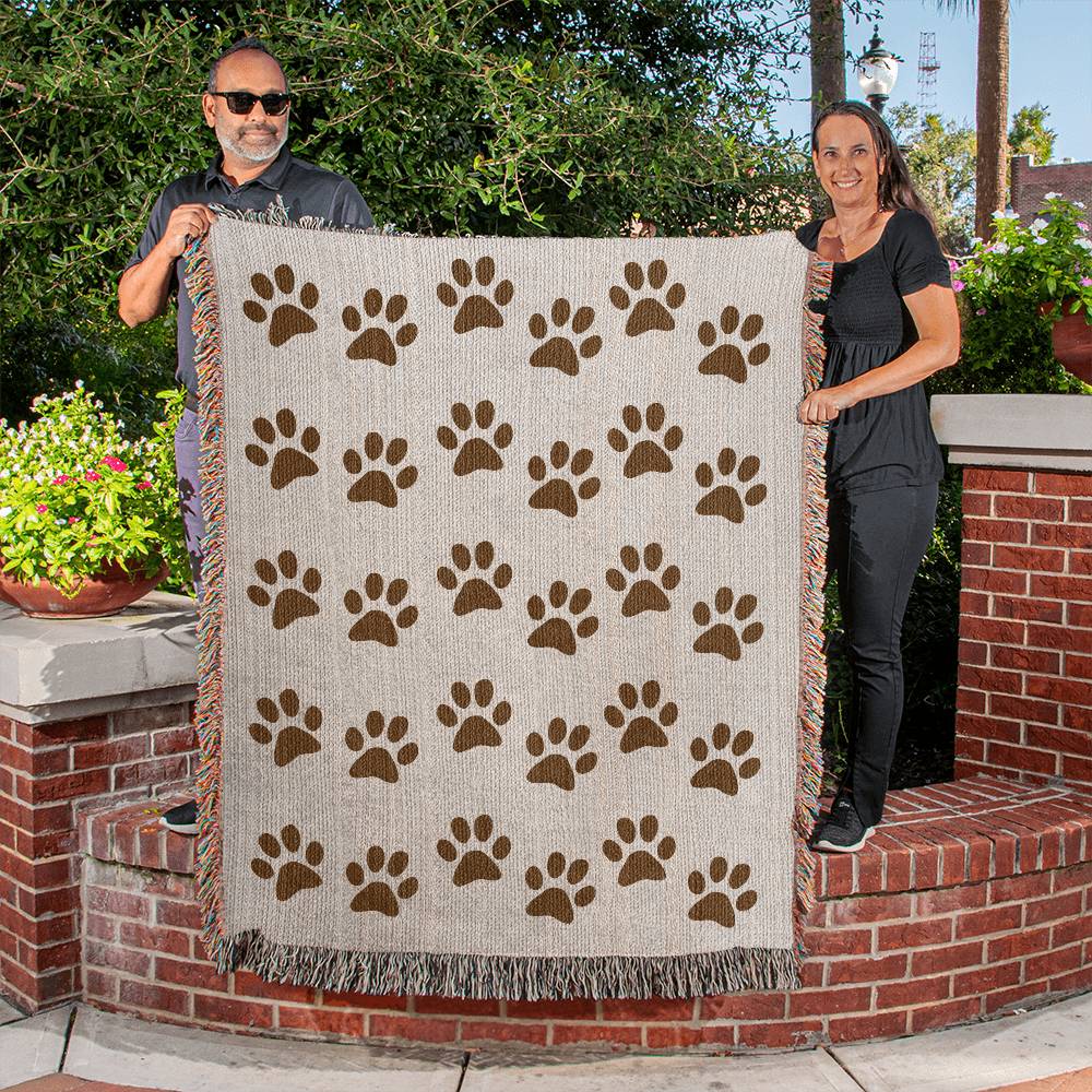 Pet Blanket, Personalized Pet Blanket, Paw Print Puppy Blanket, Dog Blanket, Heirloom Woven Blanket