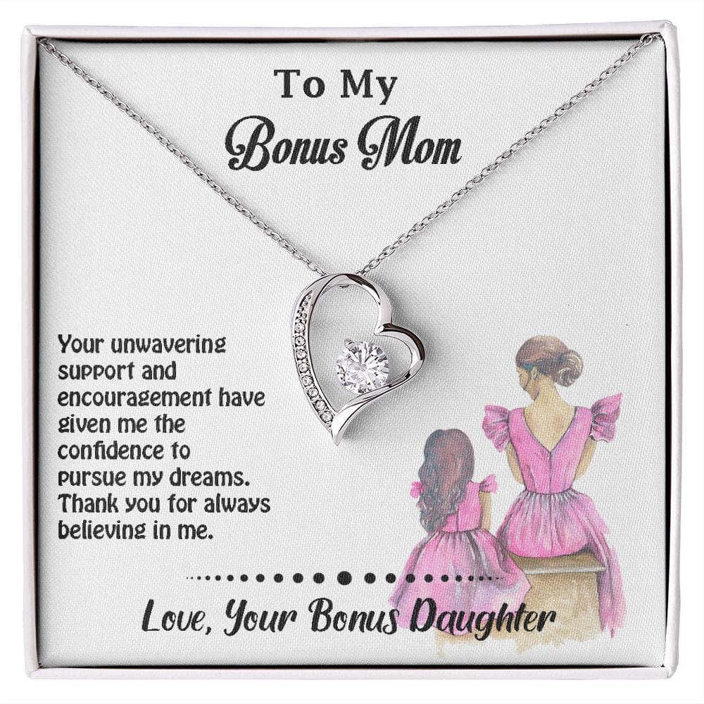 Forever Love Necklace Gift For Bonus Mom, Excellent Gift For Bonus Mom