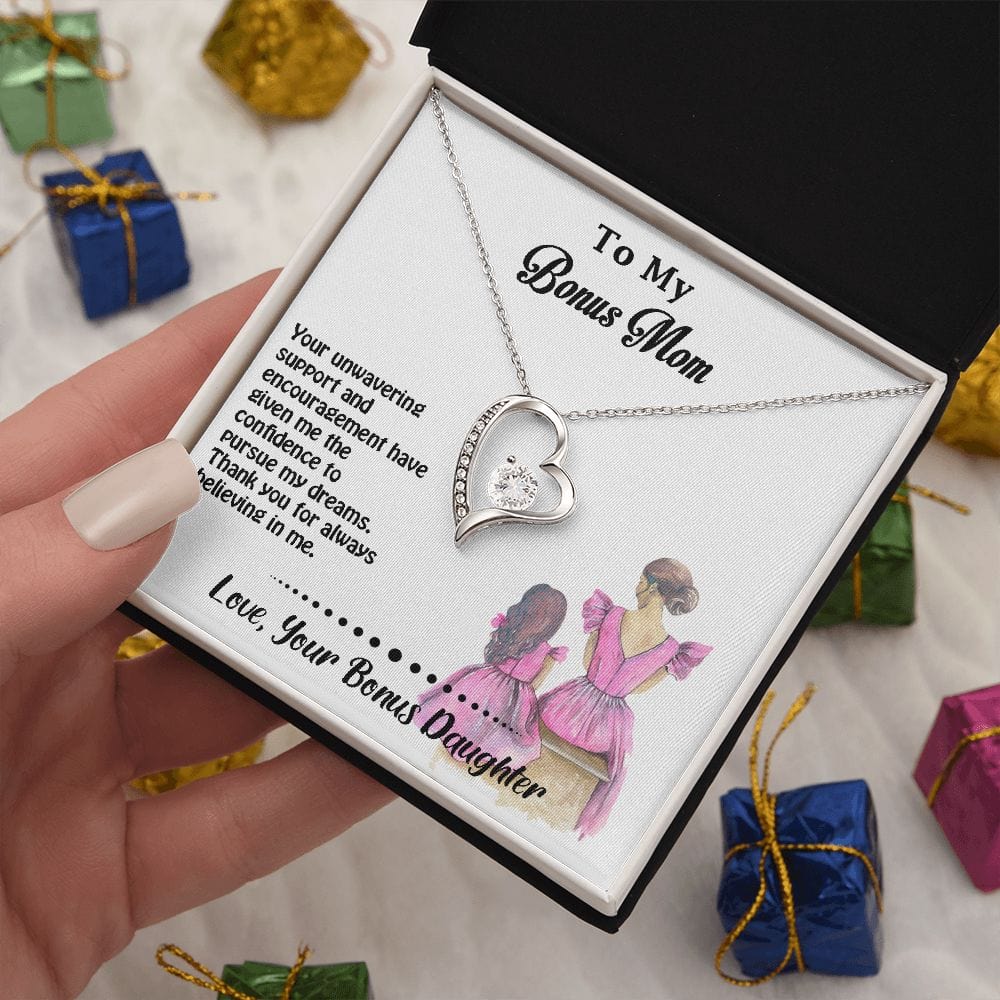 Forever Love Necklace Gift For Bonus Mom, Excellent Gift For Bonus Mom