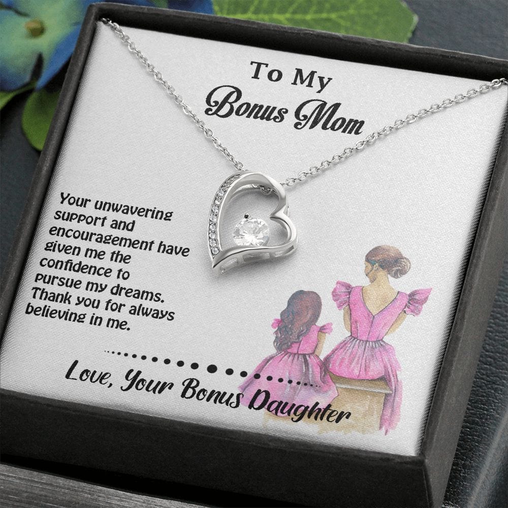 Forever Love Necklace Gift For Bonus Mom, Excellent Gift For Bonus Mom