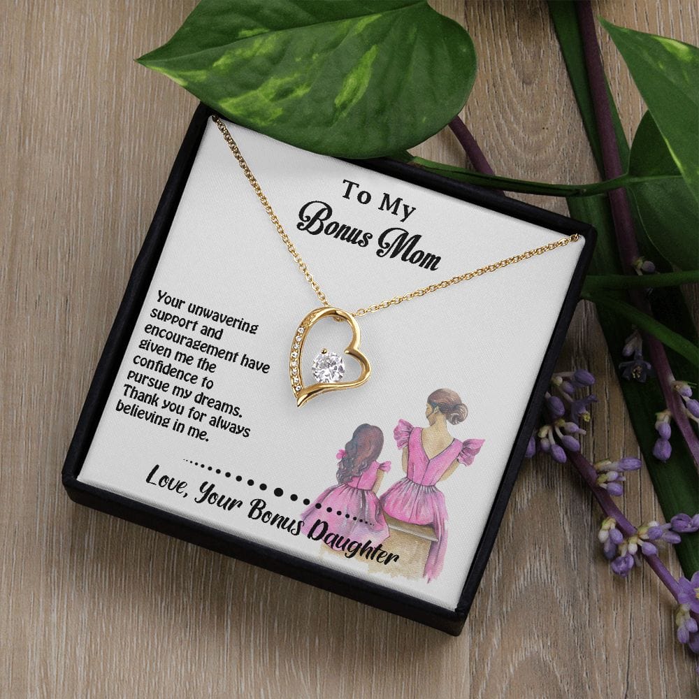 Forever Love Necklace Gift For Bonus Mom, Excellent Gift For Bonus Mom