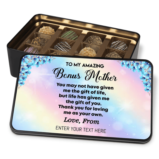 Amazing Bonus Mom Personalized Gift, Raspberry Truffle with Dark Chocolate Gift For Bonus Mom