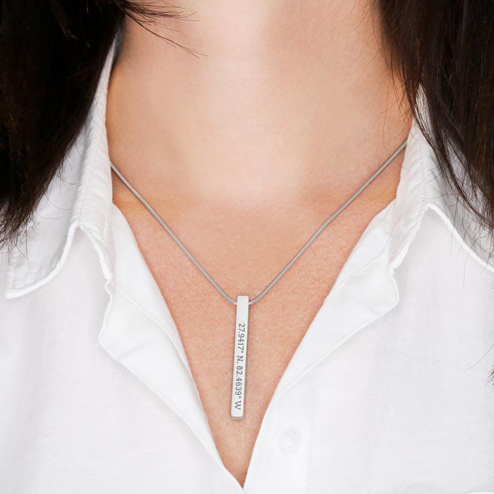 Coordinates Vertical Stick Necklace can be personalized with any specific events, Birthday, Anniversary. - Shine-Smart