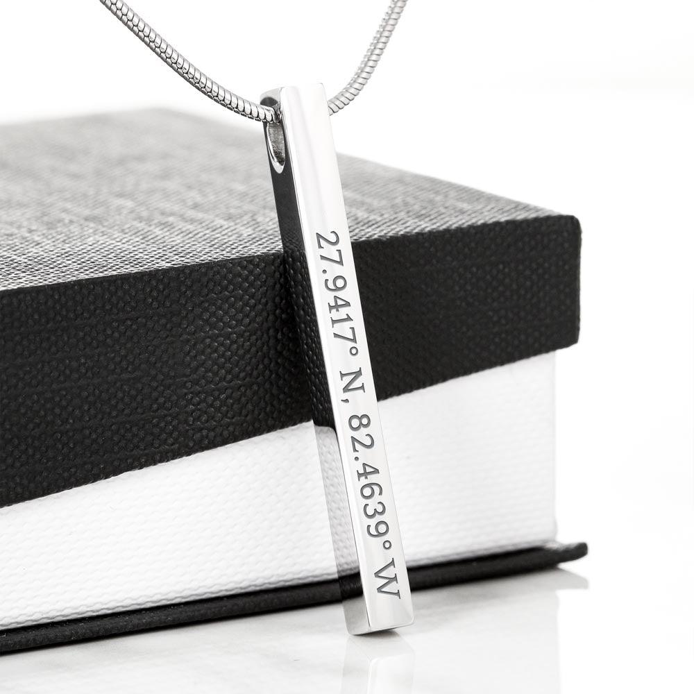 Coordinates Vertical Stick Necklace can be personalized with any specific events, Birthday, Anniversary. - Shine-Smart