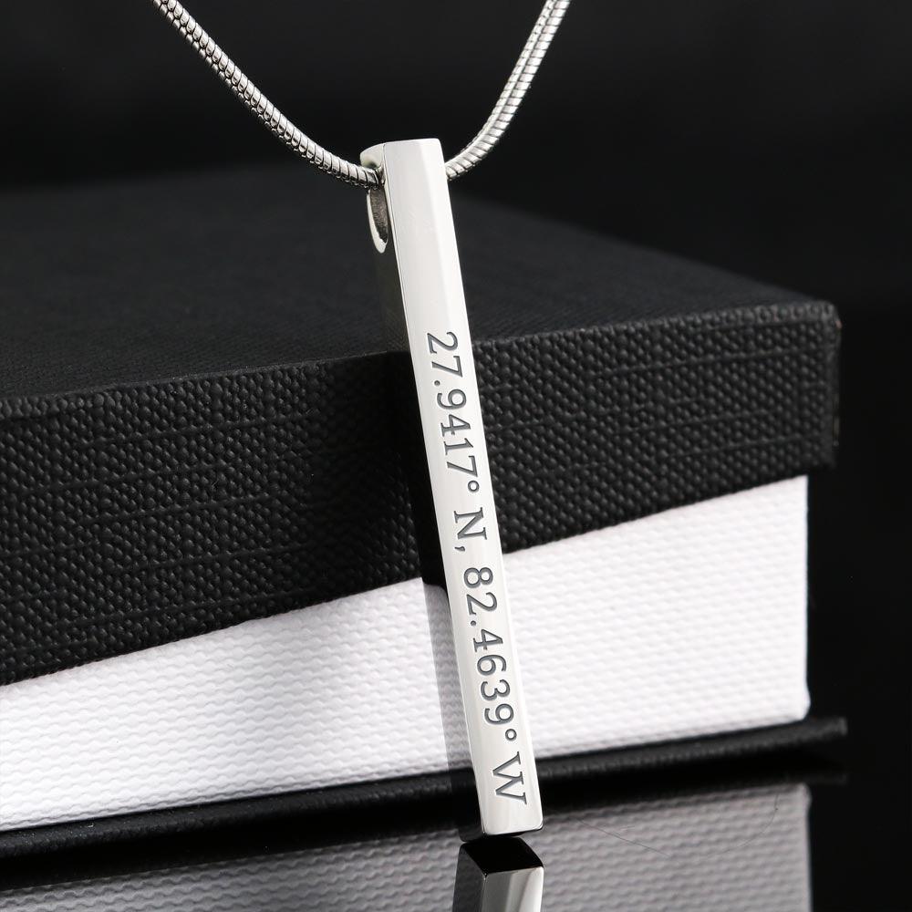 Coordinates Vertical Stick Necklace can be personalized with any specific events, Birthday, Anniversary. - Shine-Smart