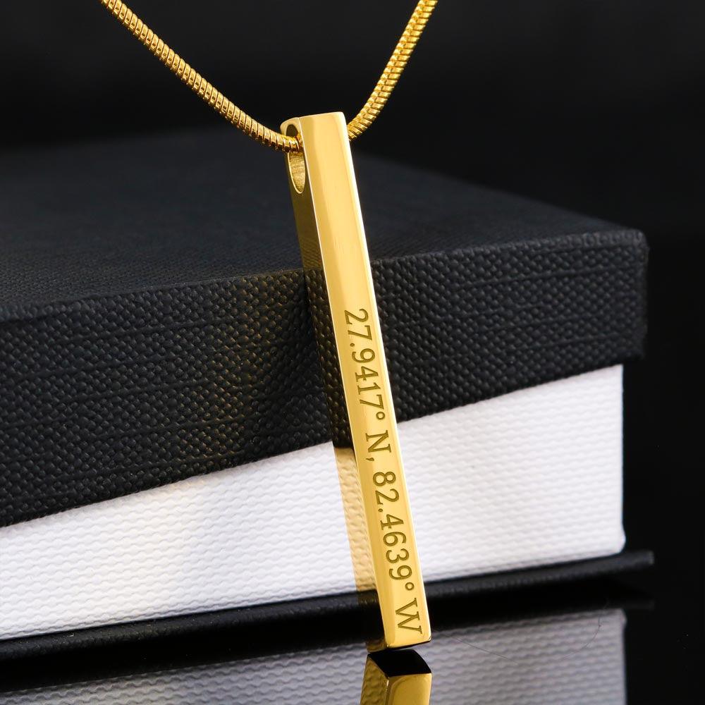 Coordinates Vertical Stick Necklace can be personalized with any specific events, Birthday, Anniversary. - Shine-Smart