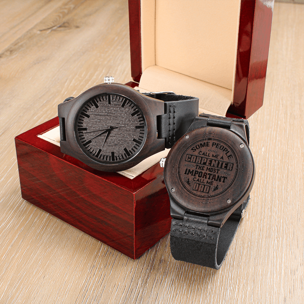 Amazing Gift For Dad, Carpenter dad, Engraved Wooden Watch For Dad - Shine-Smart