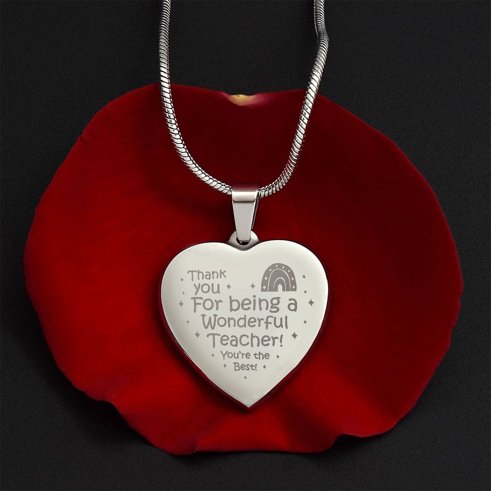 Engraved Heart Necklace Gift for Teacher, Smart Gift for Teacher