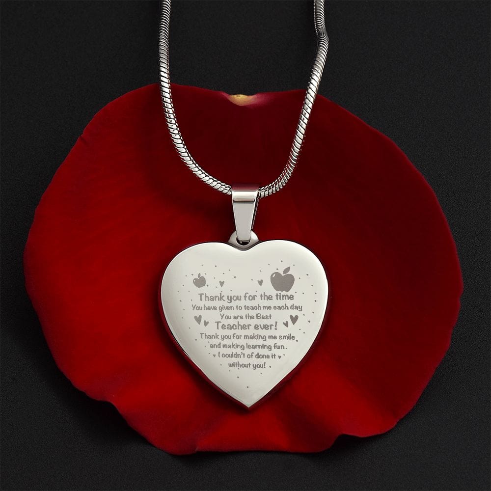 Engraved Heart Necklace Gift for Teacher, Best Gift Idea, Smart Gift For Teacher