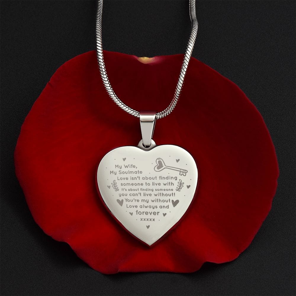 Beautiful Gift For Wife, Amazing Gift For Wife, Engraved Heart Necklace Gift For Wife