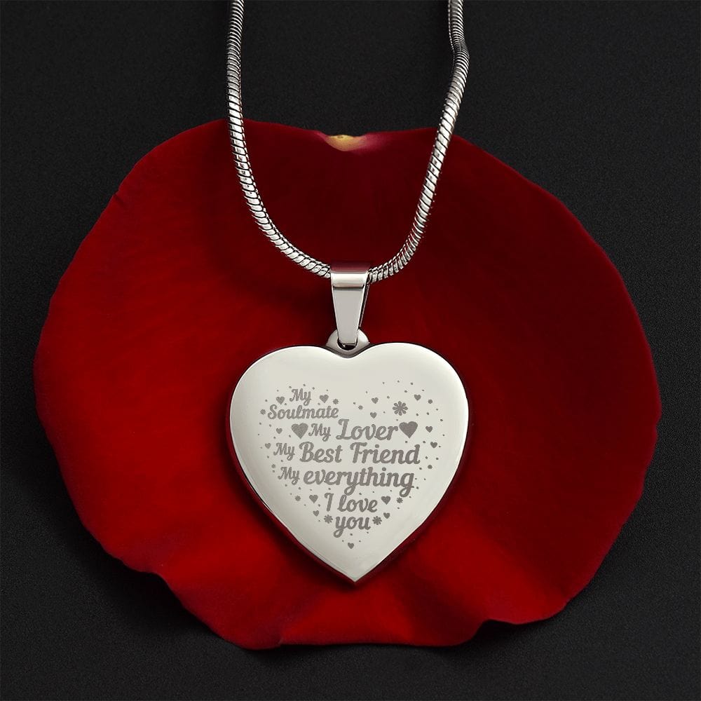 Engraved Heart Necklace For Soulmate, Unique Gift for Soulmate