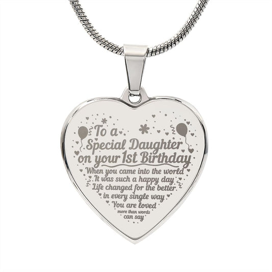 First Birthday Gift for Daughter, Best Gift for Daughter, Engraved Heart Necklace